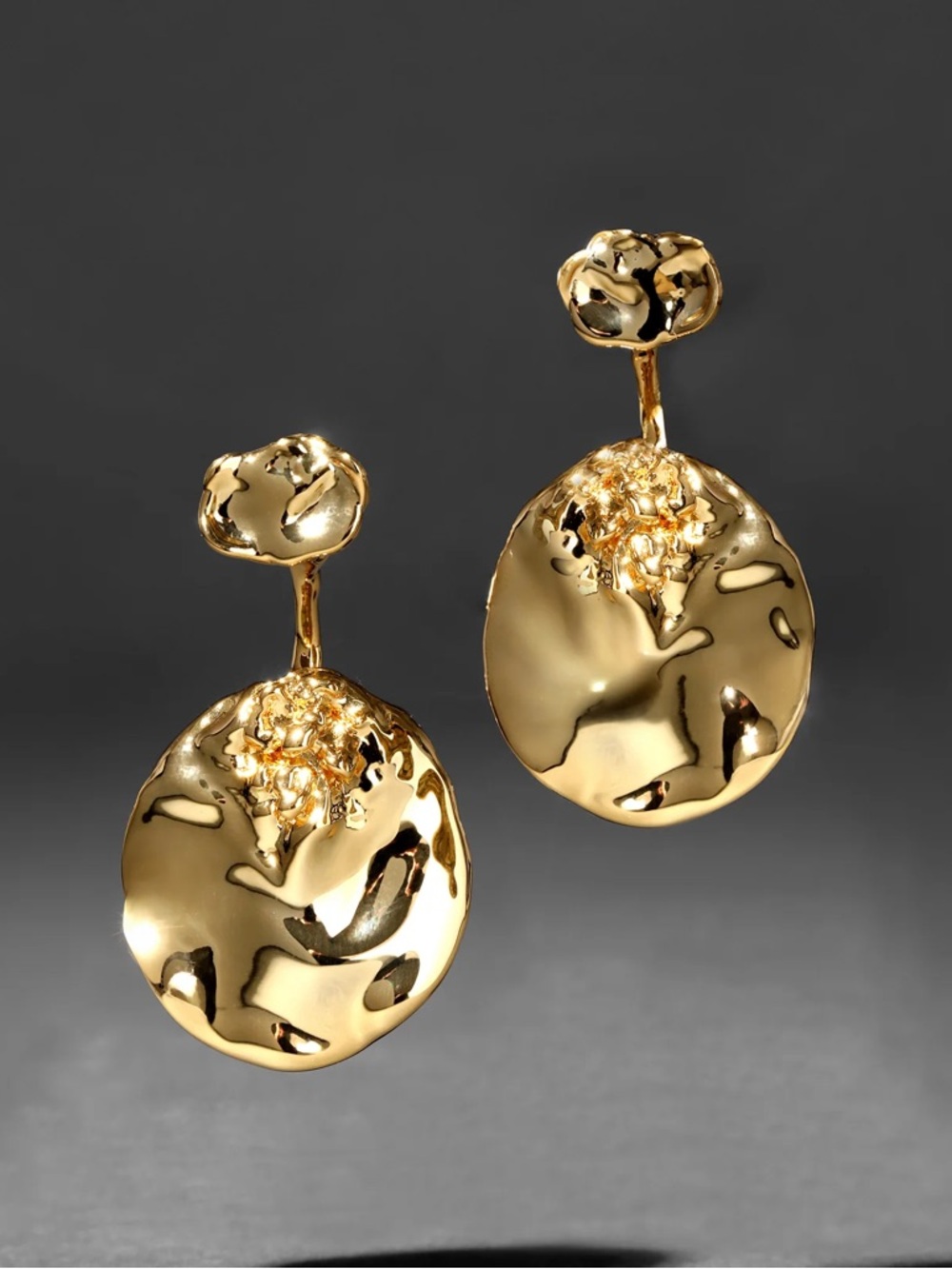 Alexis Bittar Brut Gold Coin Front Back Earrings